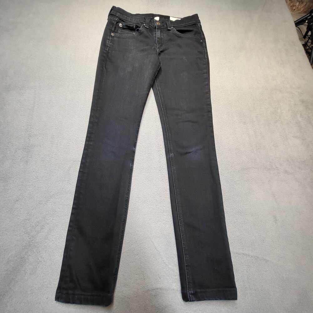 Rag‎ & Bone Jeans Womens 24 Black Skinny Leg Distressed Stretch Denim